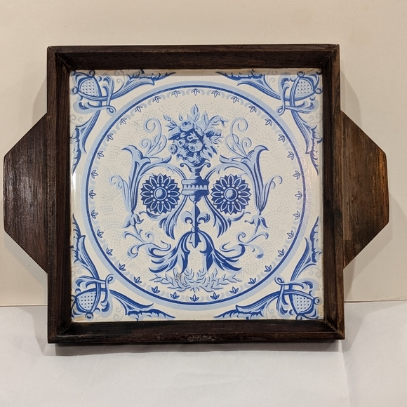 Vintage Brazilian Azulejo Souvenir Tray, Blue and White Tile - Picture 4 of 8